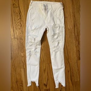 American Eagle White Destroyed Jeggings